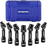 WORKPRO 7PCS 1/2" Drive Driveline Socket Set with Storage Case | 12-Point SAE Swivel Socket, CR-MO Steel Driveline Limited Clearance Socket Set for Automotive and Mechanical Use