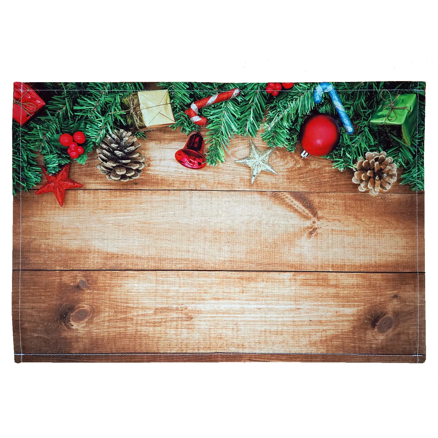 texpot Placemat 30 x 45 cm 100% Polyester Gifts and Cones on Wood Brown