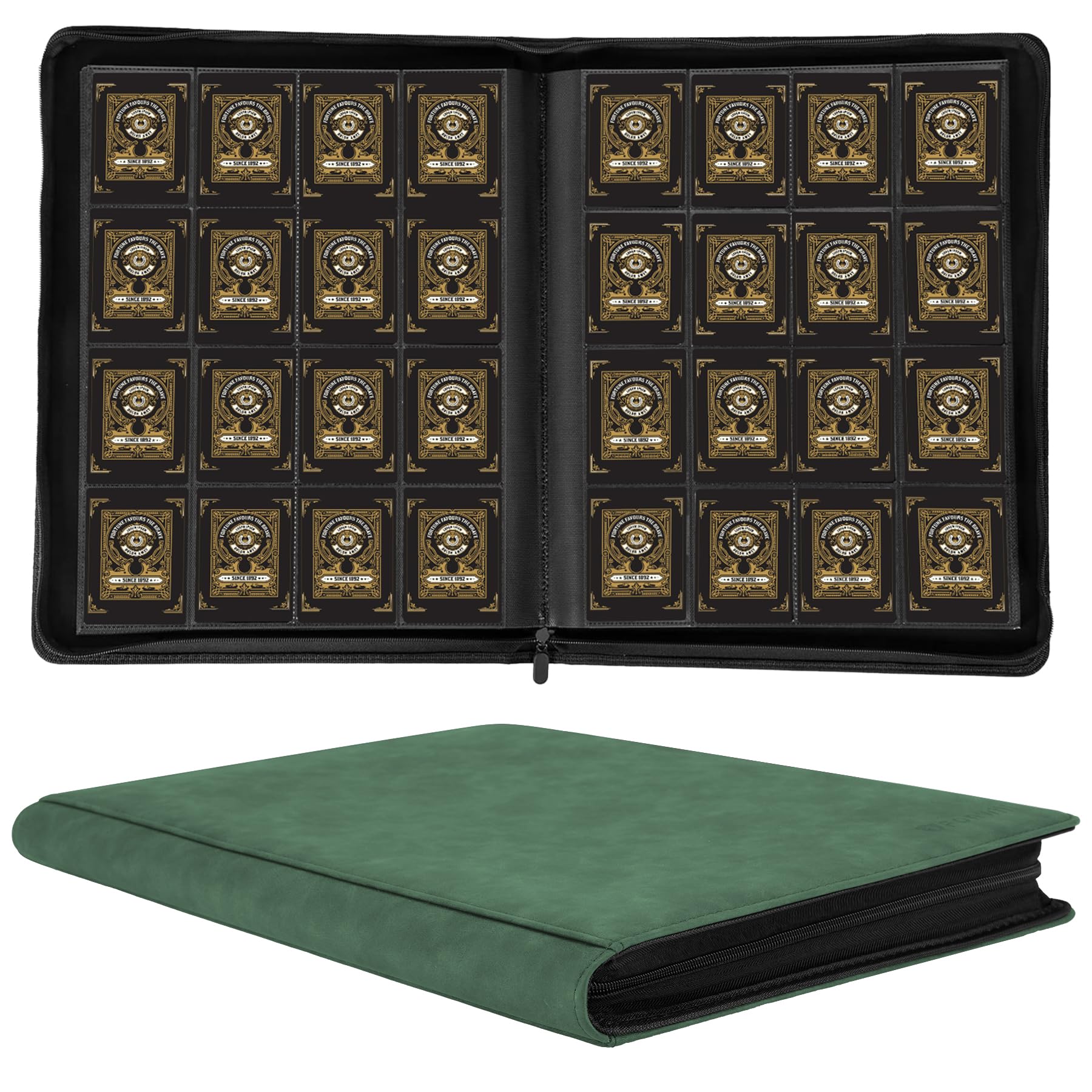 Photo 1 of 1000+ Pockets Card Binder,16 Pockets Trading Card Binder Ringless Side Loading Trading Card Album Folder for YuGiOh,MTG,TCG,Game Cards,Sports Cards,Business Cards(Dark Green)