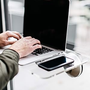 DeskView Portable Standing Desk, Height Adjustable, Window-Mounted Standing Desk/Laptop Desk/Laptop Stand / 10 Second Tool-Free Install - Polished Clear Acrylic