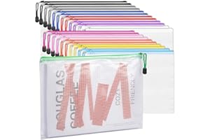 LABUK 52pcs Mesh Zipper Pouch Bags, A4 Size Zipper Pouches, 9.5x13.5 Inches Zipper Bags, 12 Colors Waterproof Toys Storage Bags, Letter Size for School Office Travel Accessories