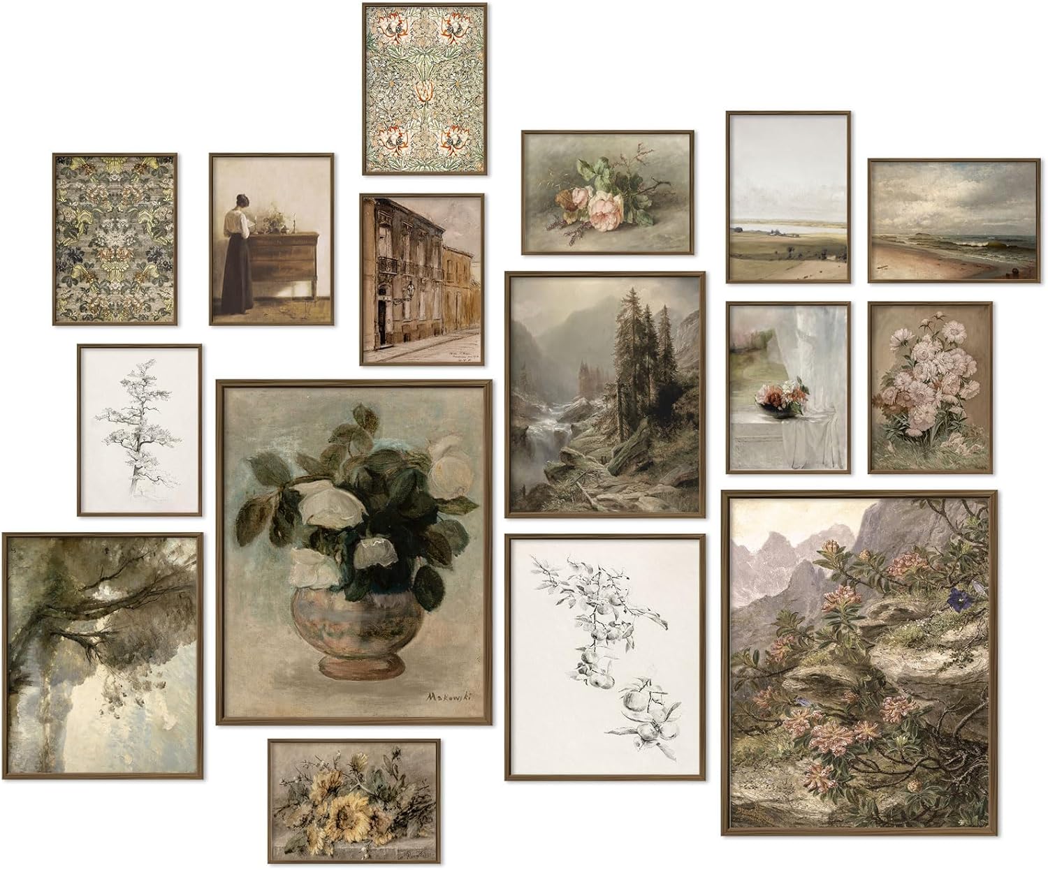 Paintings - ANERZA 16 PCS Vintage Wall Art Decor, Farmhouse Wall Prints for Bedroom, Rustic Posters for Room Aesthetic, Wall Collage Kit Pictures for Living Room, Cottagecore Dorm Gallery Home Decor