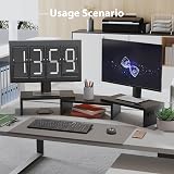 BONTEC Dual Monitor Stand Riser Adjustable Length & Angle Desk Organizer view 7