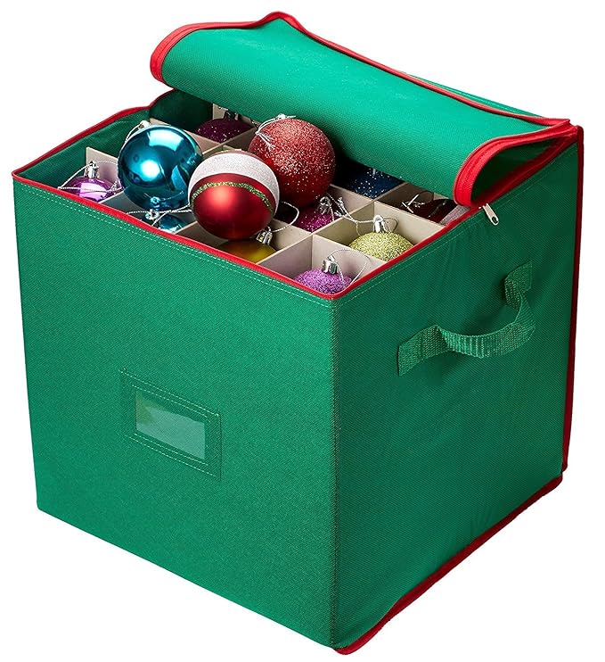 One of our best selling holiday items! holds 45 standard sized ornaments! Christmas Ornament Storage - Stores up to 64 Holiday Ornaments, Adjustable Dividers, Zippered