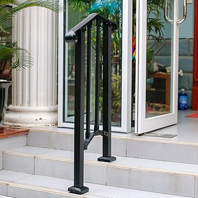 Buy Adjustable Handrail Handrail Picket 1 Fits 1 Or 2 Steps Mattle Wrought Iron Handrail Stair Rail With Installation Kit Handrails For Outdoor Steps Black Online In Indonesia B08dkr7d3w