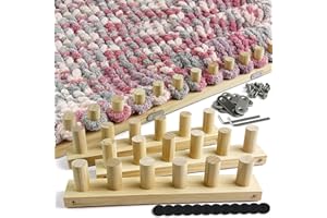 UCDRMA Chunky Blanket Loom Knitting Kit, 3-in-1 Adjustable Chunky Yarn Blanket Knit Loom with Anti-Slip Pads, 39in/99cm Wooden Loom for Chunky Blanket, Chunky Knit Blanket Crochet Loom for Beginners