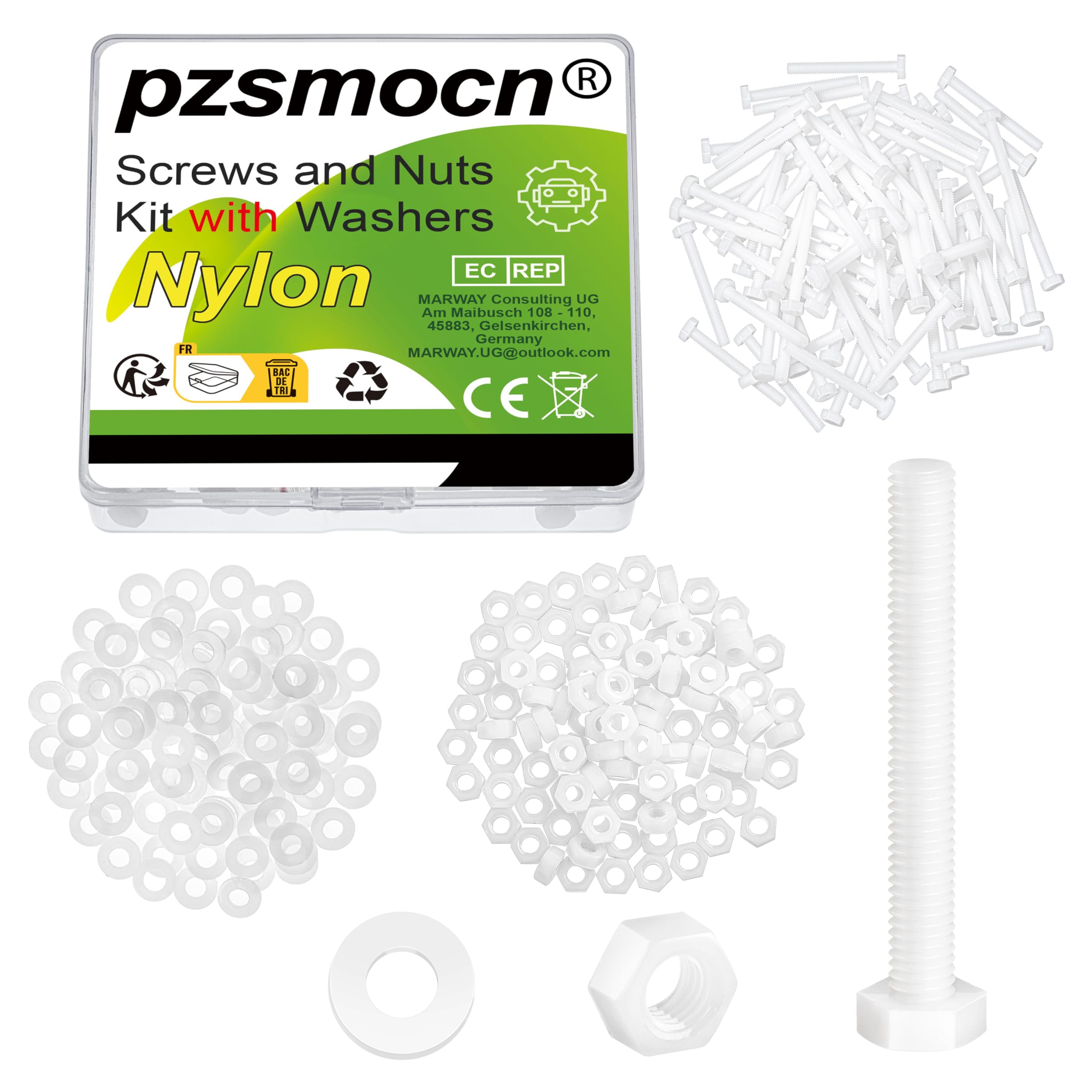 Pzsmocn 240 Pieces/80 Sets M4*35 mm Plastic White