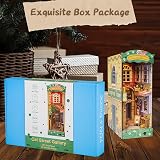 deAO DIY Miniature Book Nook Kit with LED Light - Street & Cat Model view 6
