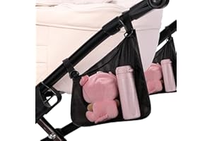 Elfzone Stroller Side Bag - Bike/Stroller Organizer, Hook & Loop Easy Attach - Mesh Design, Non-Slip Straps, mom Cozy Stroller Organizer, Stroller Accessories, Black (BLACK 2PCS)