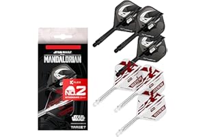 Target Darts Star Wars Mandalorian K Flex Integrated Dart Flights & Shafts | Character Inspired Pack of 6 K-Flex, No.2 & No.6