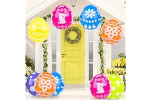 FAIROOTH 12 Pcs Inflatable Easter Eggs Decorations Easter Inflatables Outdoor Decor Colorful Easter Inflatable Egg Hanging Ornaments for Spring Easter Party Outdoor Indoor Yard Garden Lawn Decor