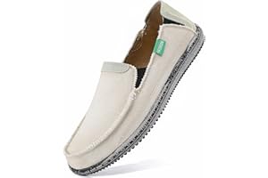 VILOCY Mens Slip on Deck Shoes Casual Canvas Loafers Beach Boat Shoes Zero Drop Vintage Flat