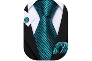 Barry.Wang Classic Mens Ties Silk Necktie Pocket Square Cufflinks Set Woven Designer Wedding Business