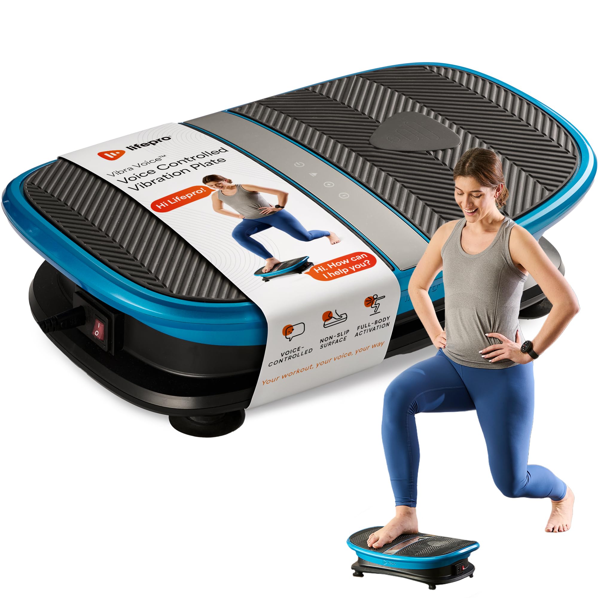 Photo 1 of Lifepro Voice-Controlled Vertical Motion Vibration Plate for Lymphatic Drainage with Heat Therapy – Whole Body Curved Vibrating Platform for Muscle Relaxation & Recovery, 265 lb Max Load