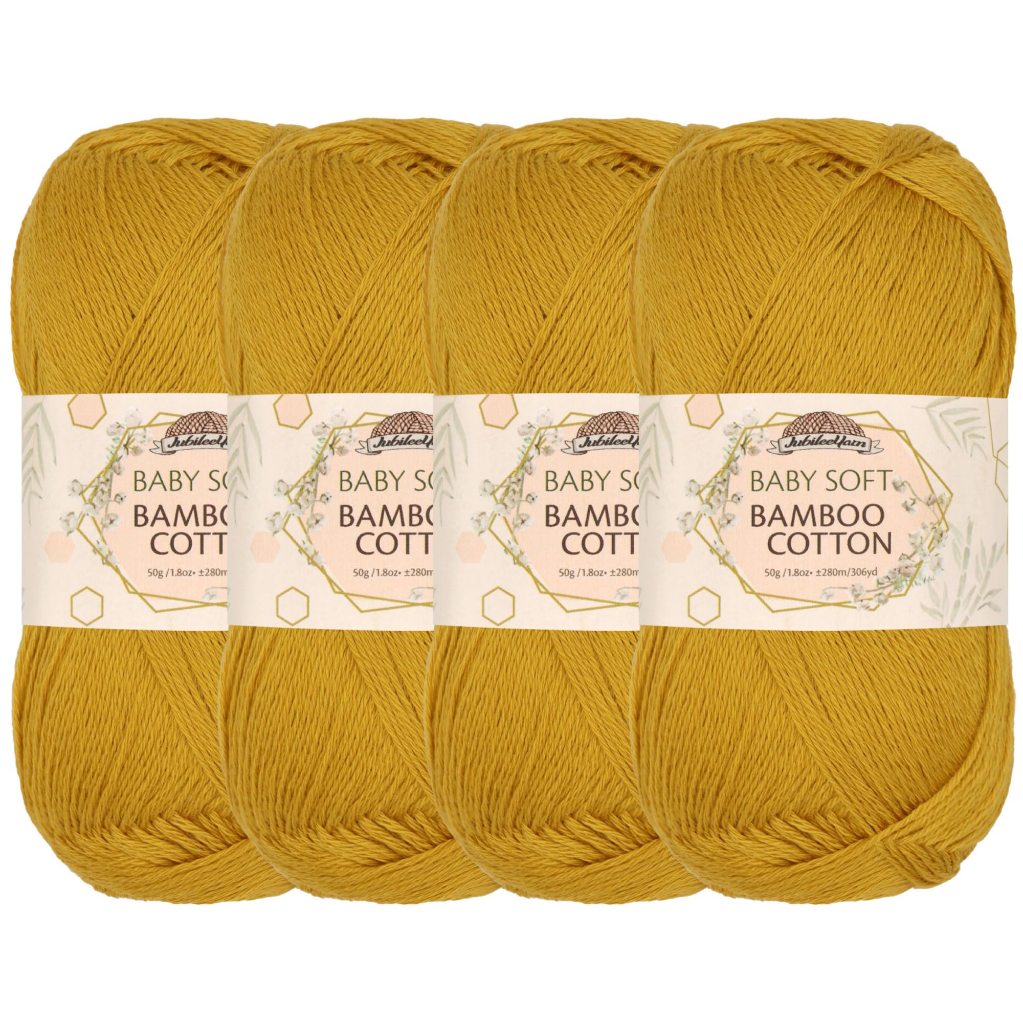 JubileeYarn Baby Soft Bamboo Cotton Yarn - 50g/Skein - Goldenrod - 4 Skeins