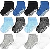 CozyWay Baby & Toddler Socks With Grippers Non Slip Low Cut Grip Socks for Girls and Boys Soft Comfy Cotton 12 Pack