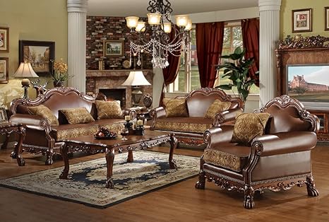 Amazon.com: acme Dresden Living Room Set with Sofa and Loveseat
