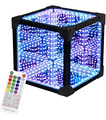 Miroir Infini Dodécaèdre Lumière 3D Hyper Cube RGBW Changement De Couleur Éclairage De Nuit Lampe De Jeu Avec Télécommande Pour Ordinateur Bureau Salle De Jeux Cadeau D'anniversaire Pour Adultes