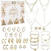 Jewelry Advent Calendar 2025 for Women-24 Days Countdown Calendar for Christmas,Christmas Surprise Gifts Set with Earrings,Necklace,Bracelet and Ring - 32pcs
