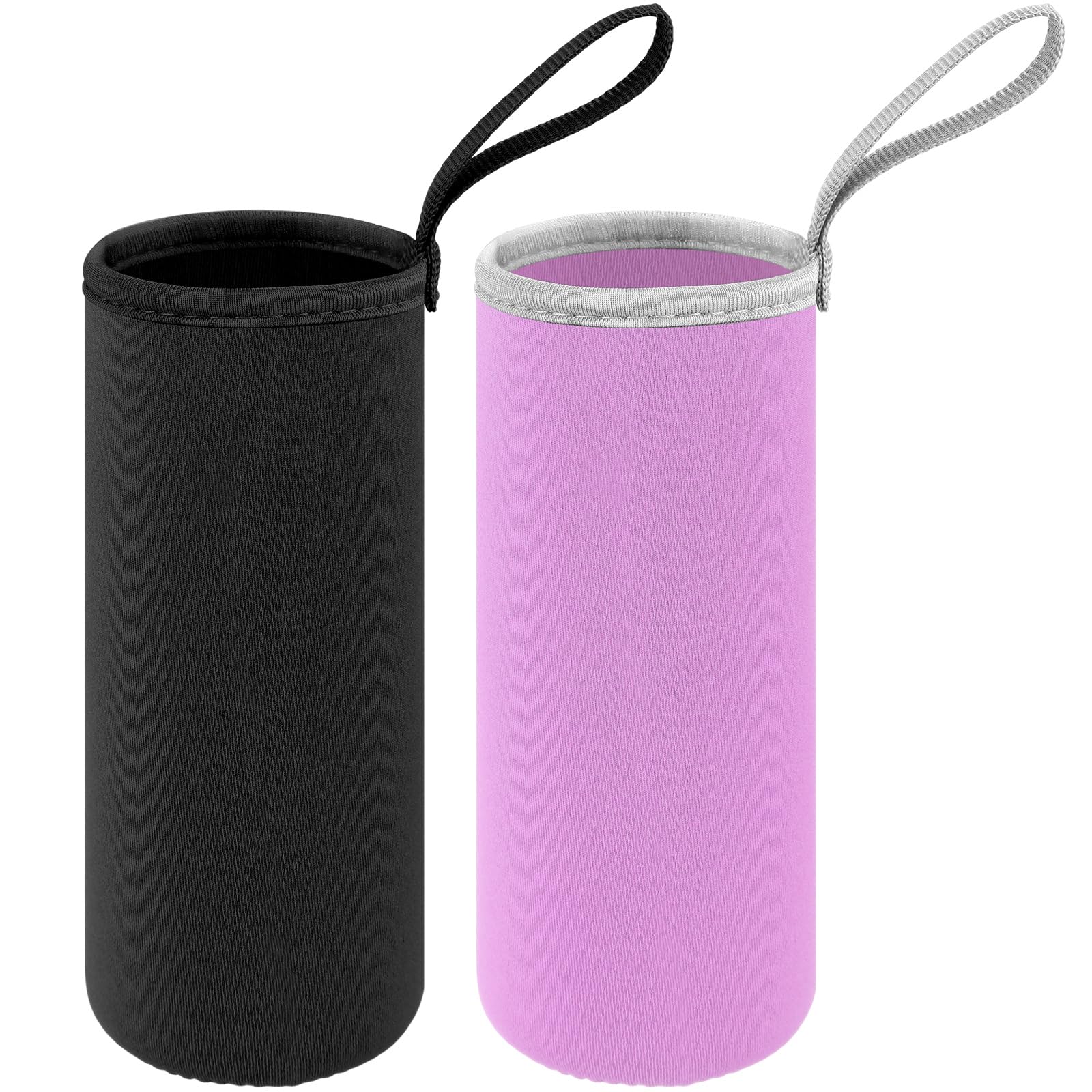 Photo 1 of Zhehao 2 Pieces Neoprene Water Bottle Sleeve 18 oz - 19.4 oz Carrier Nylon Bottle Cover for Sport Portable Glass Drink Cup, 550 ml(Black, Purple)