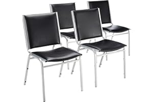 Lorell Armless Stacking Chairs, 20-3/4 by 19-3/6 by 35-5/8-Inch, Black
