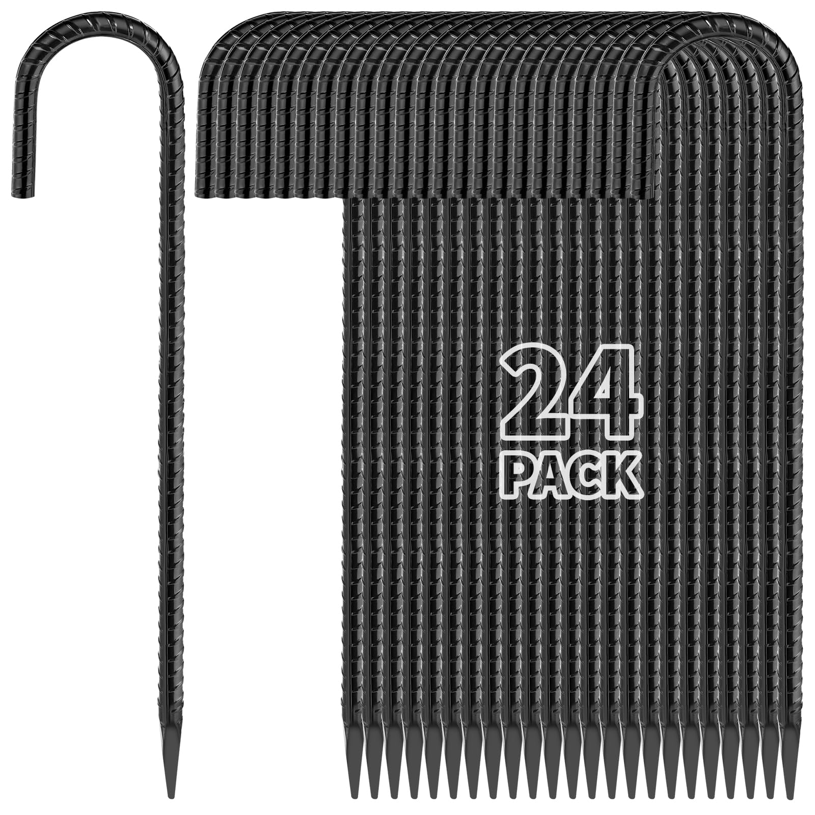Mua 16 Inches 24 Pack J Hook Rebar Stakes Heavy Duty Tent Stakes with Chisel Point End, Steel