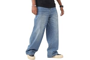 MZNBURAM Men's Y2K Hip Hop Super Baggy Long Jeans Loose Fit Wide Leg Denim Pants Casual Streetwear Trousers