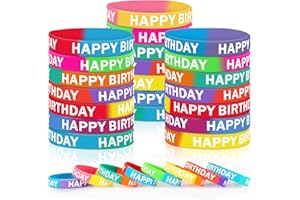 JUNEBRUSHS 42pcs Happy Birthday Silicone Bracelets Colored Rubber Wristbands Accessories for Students Teachers Classroom Rewa