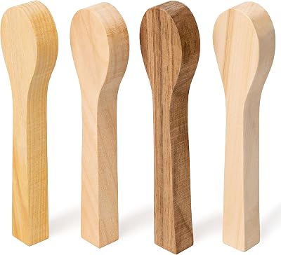 BeaverCraft BB2 Spoon Blank Kit - Four Wood Carving Blocks Cherry Mulberry