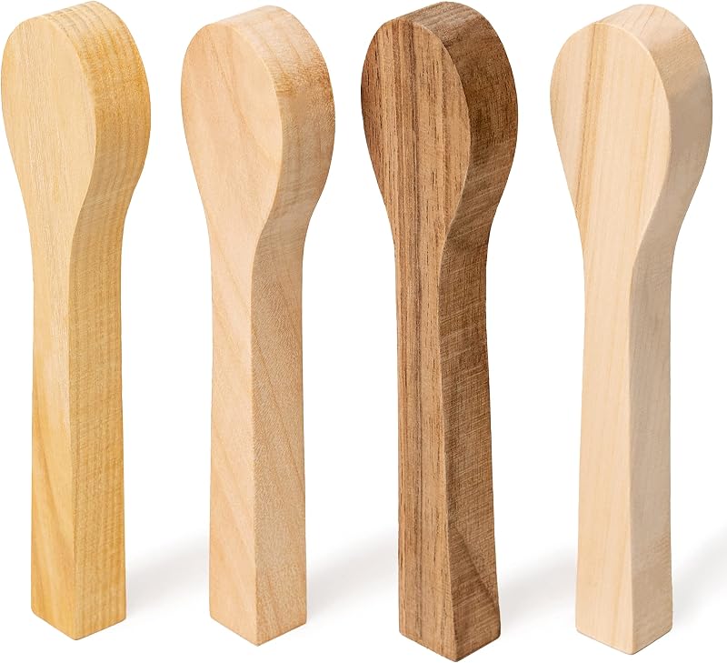 BeaverCraft BB2 Spoon Blank Kit - Four Wood Carving Blocks Cherry Mulberry
