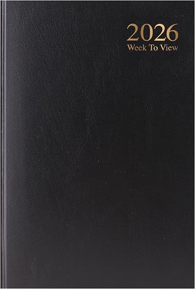 Karrma Ltd 2026 A5 Week to View Diary Black Hardback Weekly Planner with Ribbon