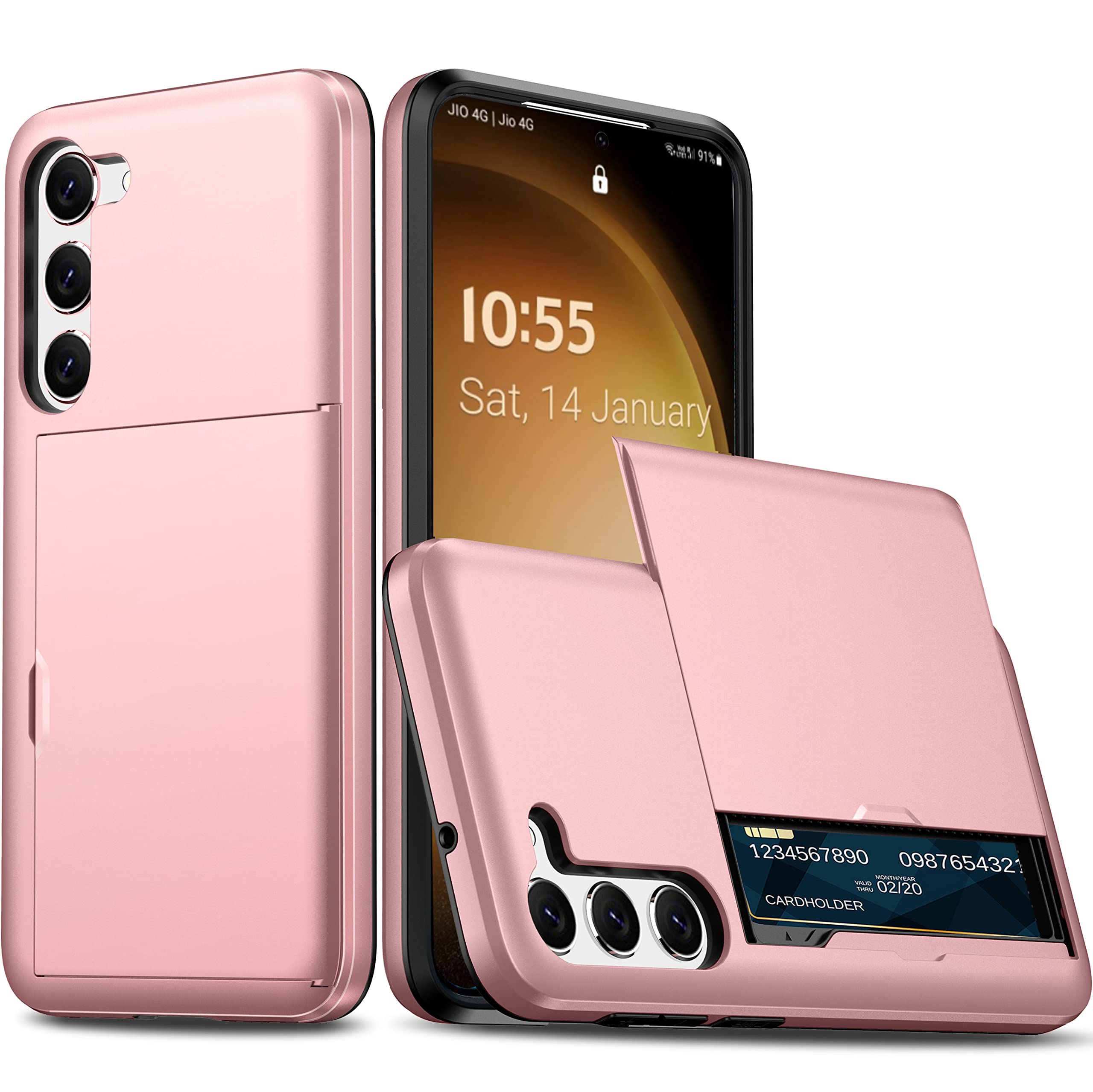 Photo 1 of *** DIFFERENT MODEL *** Benbenjeytek for Samsung Galaxy S23 Case 5G 6.1 inch with Card Holder, Slim Dual Layer Heavy Duty Protective Case Hidden Card Slot Wallet Case for Galaxy S23 2023 Rose Gold