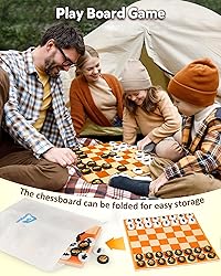 Coogam Chess and Checkers Board Game, 3-in-1 Tic