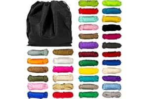 SevenFish 36 Colors Paracord Set, 4mm Paracord 550 Multifunctional Paracord Rope Paracord Bracelet Kit with Storage Bag for O