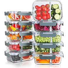 Image of 10 Pack Glass Meal Prep Containers (2 Compartment)