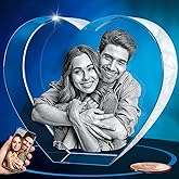 ArtPix 3D Crystal Photo, Personalized Gifts for Women, Wife, Men, Mom, Father, Her, Him, Dad, Grandpa, Great Customized Gift with Your Own Photo, Custom Glass 3D Laser Etched Picture Wedding - Heart