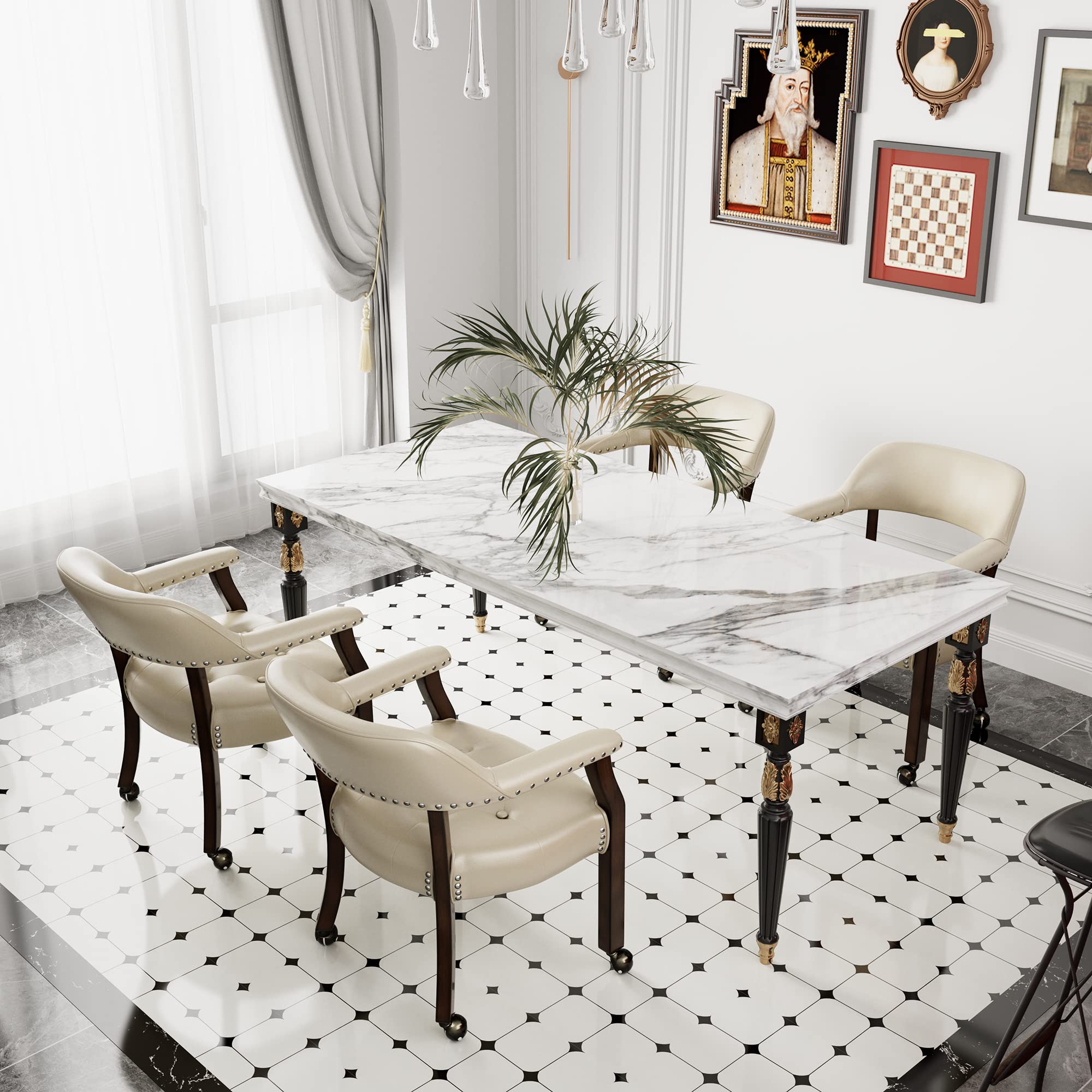 JESONVID Set of 4 Dining Leather Chairs with