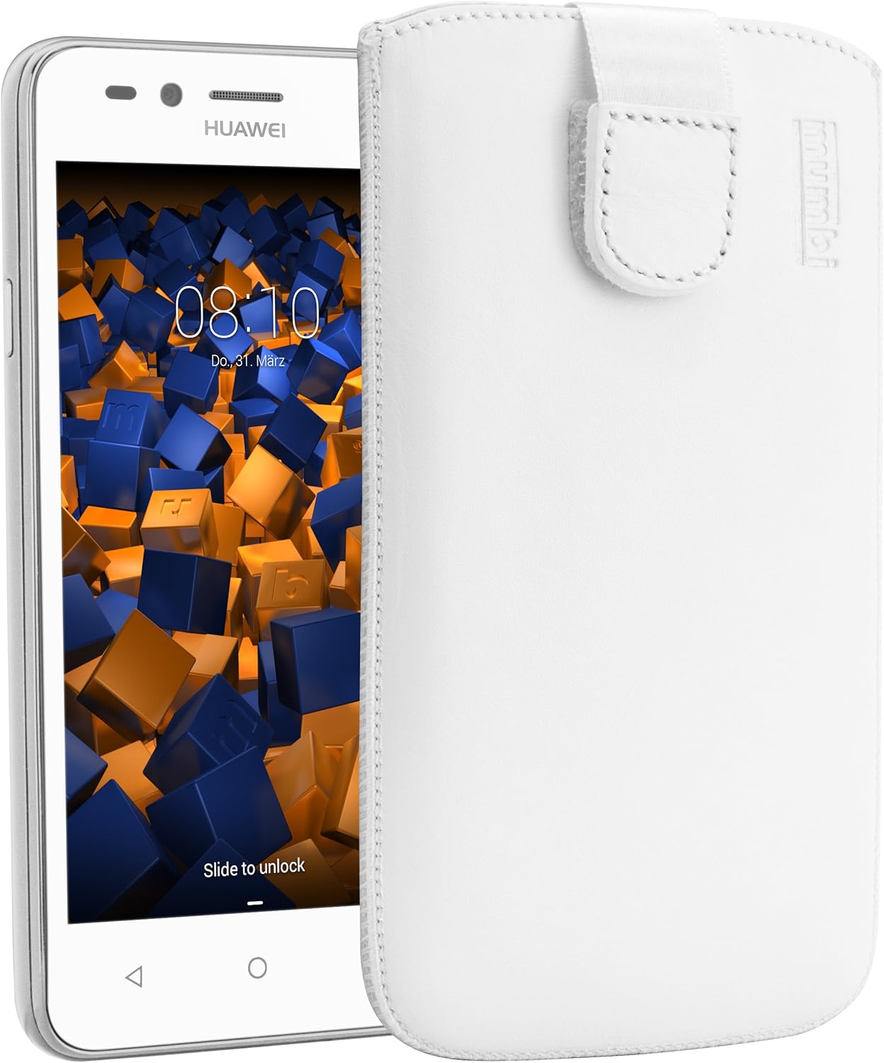 mumbi Genuine Leather Case Compatible with Honor 8 White