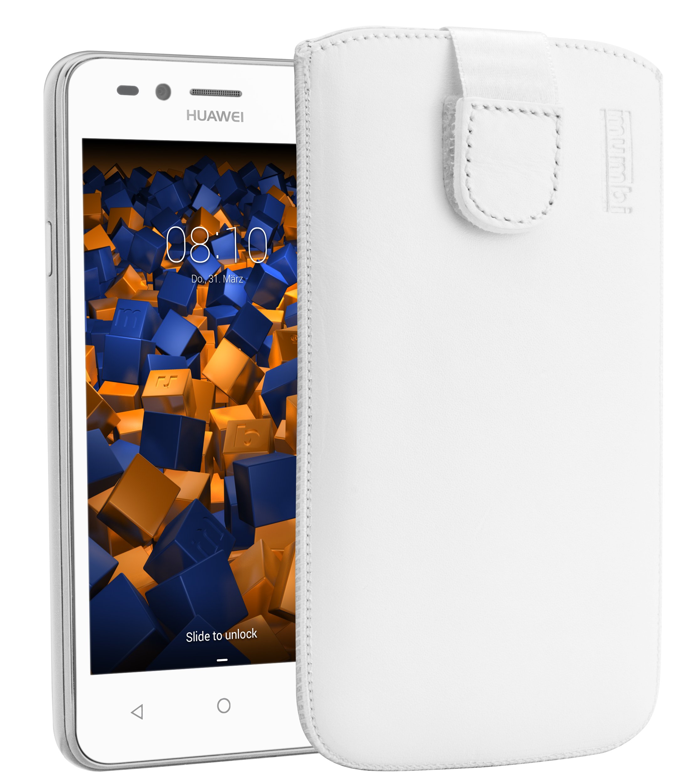 mumbi Genuine Leather Case Compatible with Huawei Y3 II White