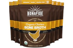 Bonafide Provisions Fresh Organic Chicken Bone Broth, Frozen 24 fl oz – Gluten-Free, Paleo, and Keto Approved. For Sipping & Cooking, Pack of 6