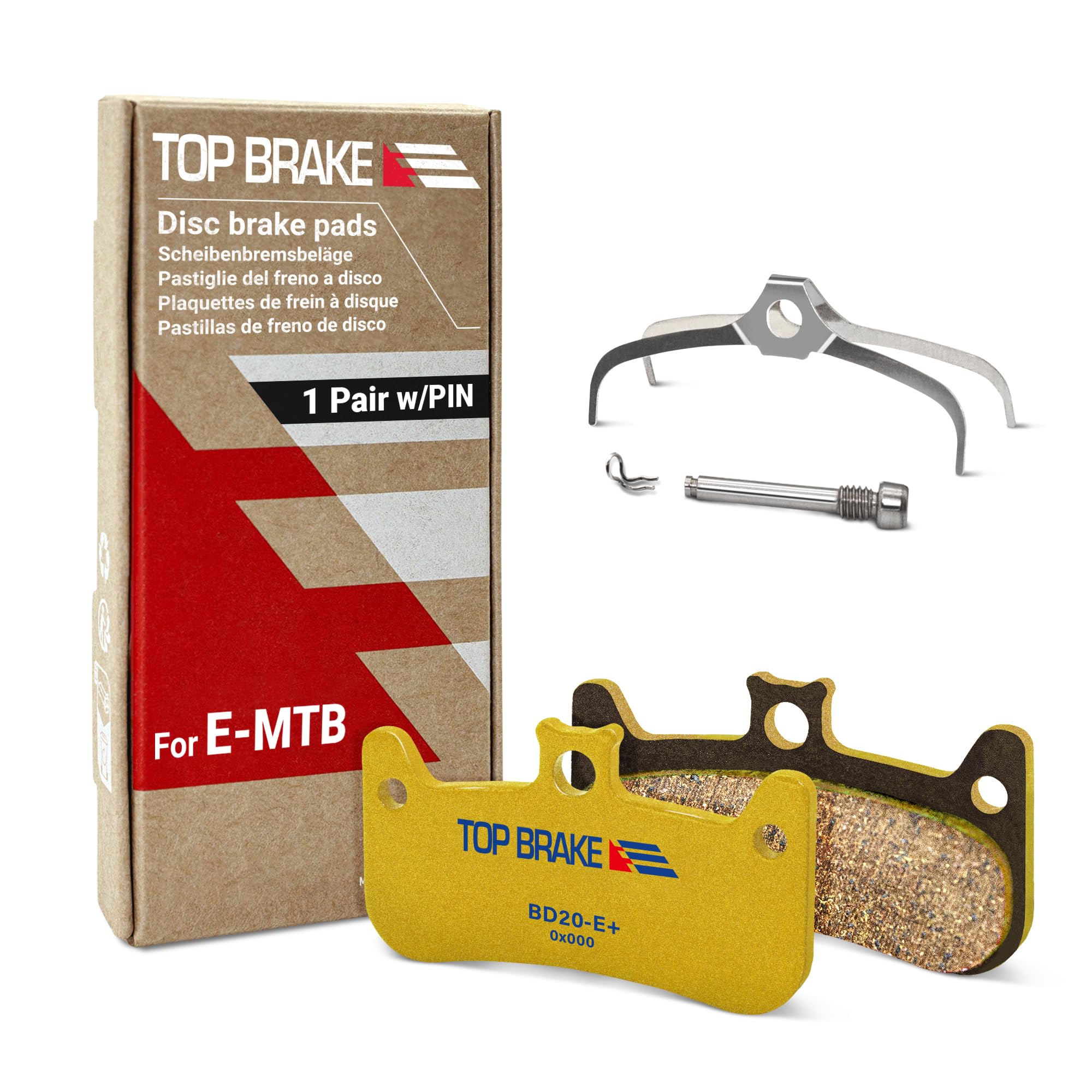 Top Brake Disc Electric Bike Brake Pads for Formula Cura 4 | E-Bikes, E-MTB, Bike Parking | E-Bike Compound,Long Lasting,Premium E+ Version,Gold (PIN Included)