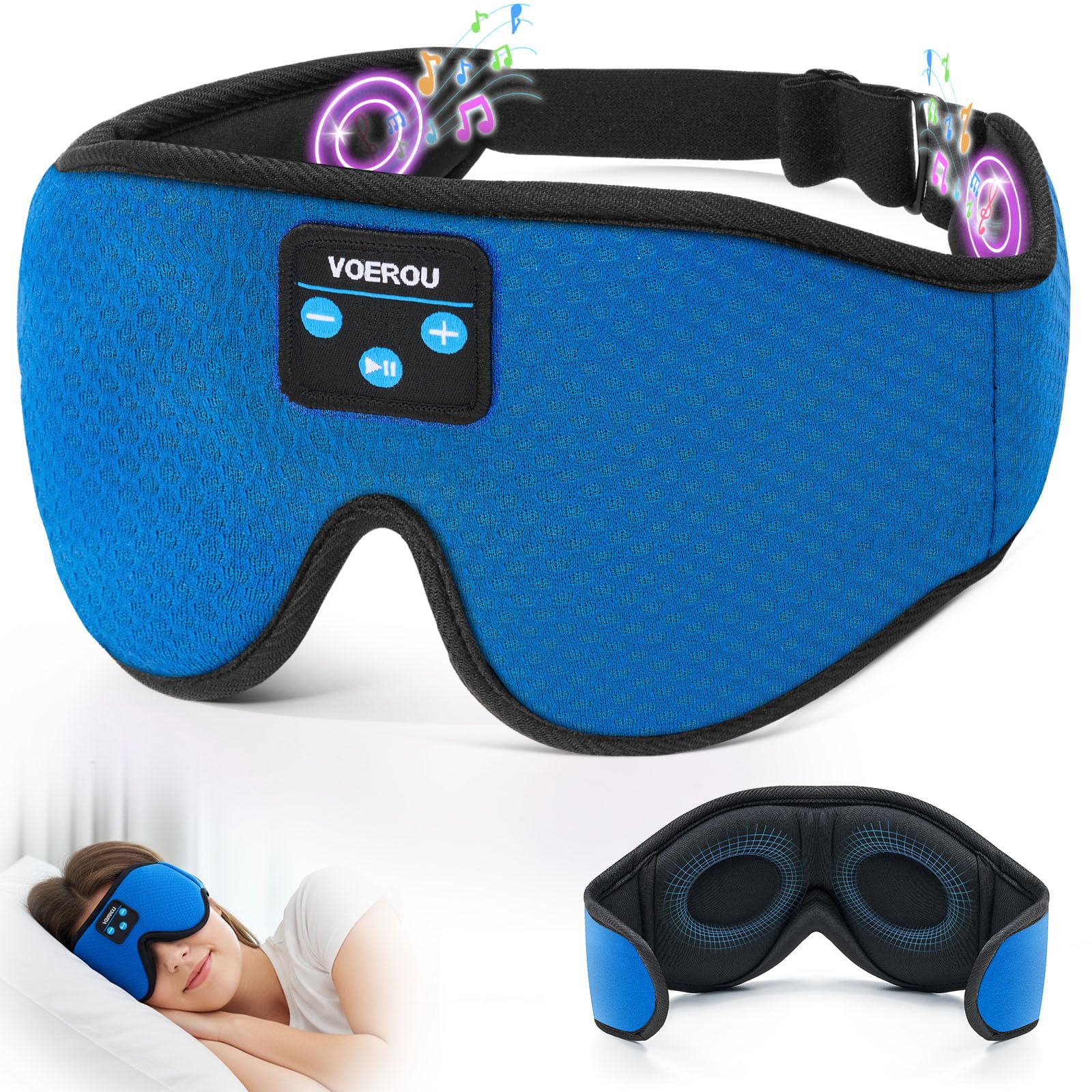 Photo 1 of Voerou Sleep Mask Bluetooth 5.4 Headphones, Eye Masks for Sleeping with Ultra-Thin Stereo Speakers, Sleeping Mask Wireless Earbuds for Men Women Sleep, Cool Tech Gadgets for Teen Boys