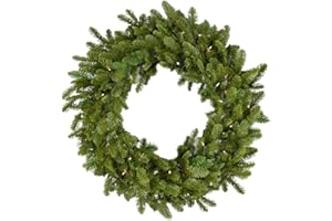 Fraser Hill Farm Prelit 36" Grandland Pine Wreath Door Hanging, Warm White LED Lights