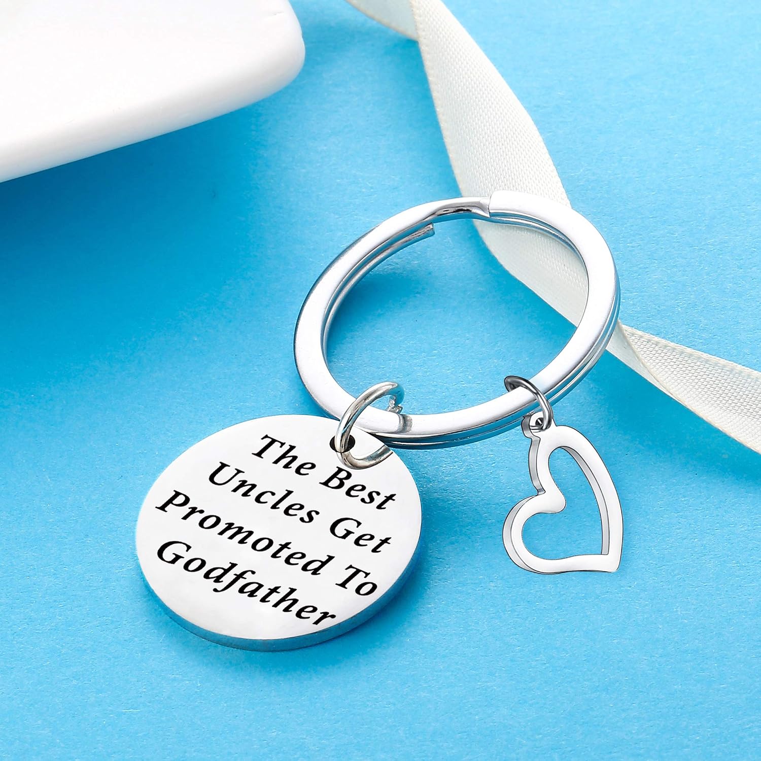 Baptism Gift for Godparents Keyring Godmother Gift Godmother Keychain Jewellery Godmother Birthday Christen Gift for Godmother Gift from Godchild (The Best Uncles) - Image 4