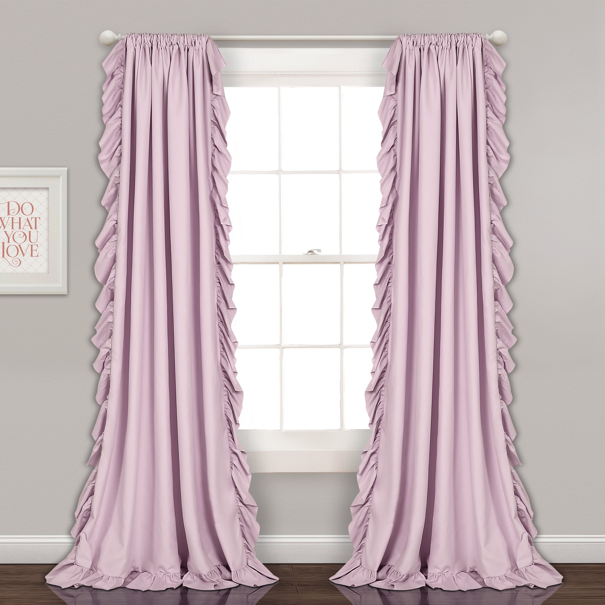 Lush Decor Reyna Ruffle Window Curtain Panel Set, Pair, 54" W x 84" L, Lilac - Flowy Curtain Set - Romantic Ruffle Curtains for Bedroom, Living room, or Dining Room - Farmhouse & Cottage Home Decor — image 1