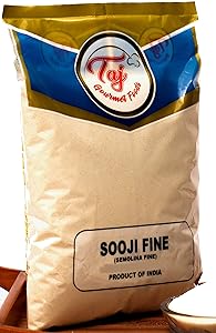 TAJ Premium Indian Sooji Fine Flour, Farina Suji Rava, (10 Pounds)