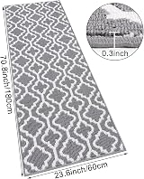 SHACOS Grey Runner Rug 60x180 cm Non Slip Hallway Kitchen Entryway view 2