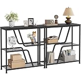 Gewudraw Set of 2 Console Tables, 30" Narrow Entryway Tables, Black | Small Entryway Table, Behind Couch Table with 4-Tier Storage Shelves, Sofa Table for Entrance, Living Room, Hallway, Bedroom