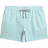 maamgic Men's Swim Trunks 5.5 inch Seersucker Beach Shorts Quick Dry Bathing Suits with Mesh Liner
