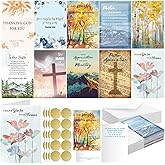 Affrolling 50 Pack Christian Ministry Appreciation Cards Bulk Religious Thank You Greeting Cards with Envelopes Stickers Scripture Bible Verse Notes for Pastor Minister Church Staff Volunteer Gift